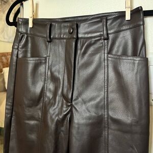 NWOT Straight Leg Pants Lulu’s chocolate brown vegan leather